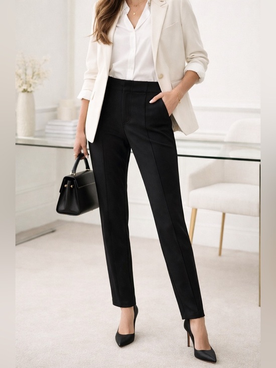 Free People Pants - Free People Black Slim Fit Pants High Rise Front Seam Size 8 .